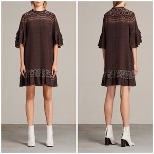 All Saints Rayen Anohki silk mini dress size XS